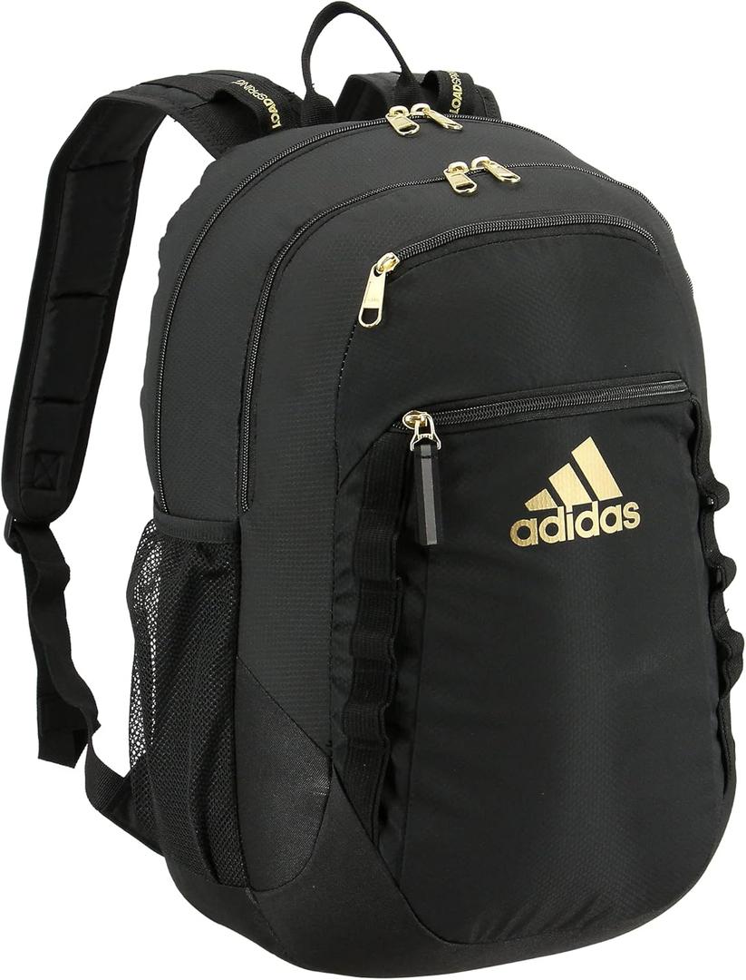 adidas Excel Backpack, Durable Large Athletic Laptop Bag, Gold Metallic/Black, One Size