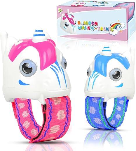 Unicorn Walkie Talkies for Kids, 2 Pack Camping Unicorn Outdoor Toys for Girls Age 312 Year Old, 3 Channel Toy Birthday Gifts Easter Halloween Christmas Stocking Stuffers (Pink + Blue)