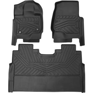 Powerty Floor Mats for 2015-2025 Ford F-150 SuperCrew/F150 Lightning Accessories All Weather Floor Liner 3D TPE 1st & 2nd Row Floor Mat Heavy-Duty Floor Liners