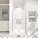 Frameless Pivot Shower Door 34"-36" Wx72 H,1/4"(6mm) Clear Nano Coated (SGCC) Tempered Glass,Reversible Swing Shower Door for Walk-in Shower,Modern Brushed Nickel Finish