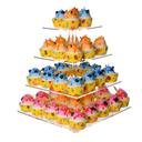 Cupcake Stand, 4 Tier Cupcake Stand for 50 Cupcakes, Square Tiered Cupcake Tower, Clear Acrylic Cupcake Holder, Dessert Stands for Party, Wedding, Birthday, Baby Shower, Halloween