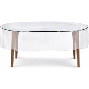 Fully Transparent Crystal Clear Oval Table Cover-Table Protector - Heavy Duty Vinyl PVC Plastic  100% Water Proof  Oil Spill Proof (Clear-Without lace Edges, 60"X104" inches, Pack of 1)