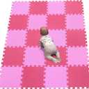 YIMINYUER 20 Tiles (30cm30cm1cm Each Tile) Baby Soft Puzzle Play Mats, Kids Thick EVA Foam Floor, Toddlers & Children's Soft Interlocking Mat R03R09G301020 (142114CM, Pink Red)