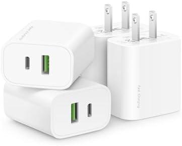 4 Pack USB C Charger Block,20W USB-C & USB-A Port Charger，for i Phone 17/16/15/14/13/12/11/X/8, i Pad and More