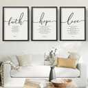 Houmury 3PCS Framed Faith Hope Love Bible Verses Wall Art Farmhouse Religious Quotes Wall Decor Inspirational Wall Art (Black, 16"x24")