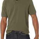 Amazon Essentials Men's Regular-Fit Short Sleeve Cotton Pique Polo Shirt (X-Large, Olive)