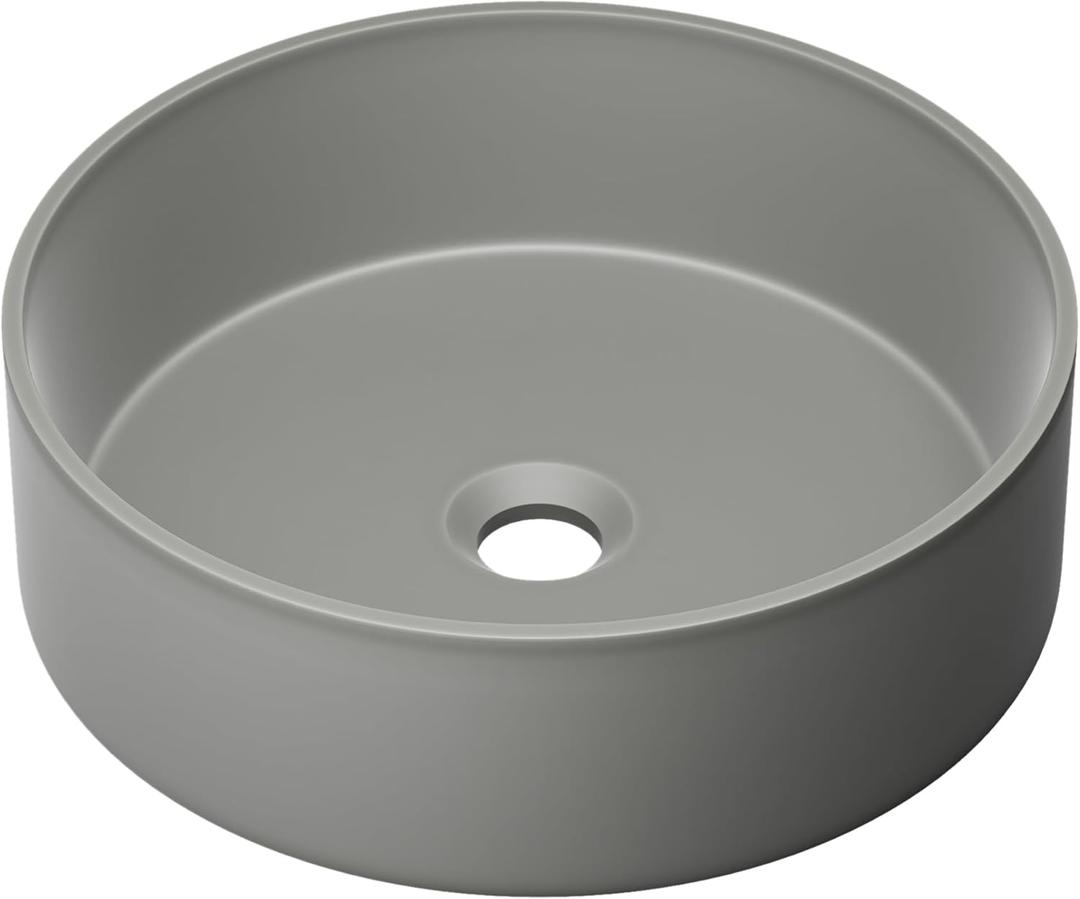 Lisse 14.5 Round Concrete Vessel Bathroom Sink in Dark Grey