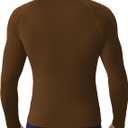 SPVISE Brown Long Sleeve Compression Shirts for Men, Thermal Underwear Running Football Undershirt Athletic Workout Baselayer (Brown)