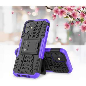 DATTERY Case for iPhone 12 Precise Cutout for Charging and Adjustment Buttons Without Adding Bulk Kickstand Design (Purple)