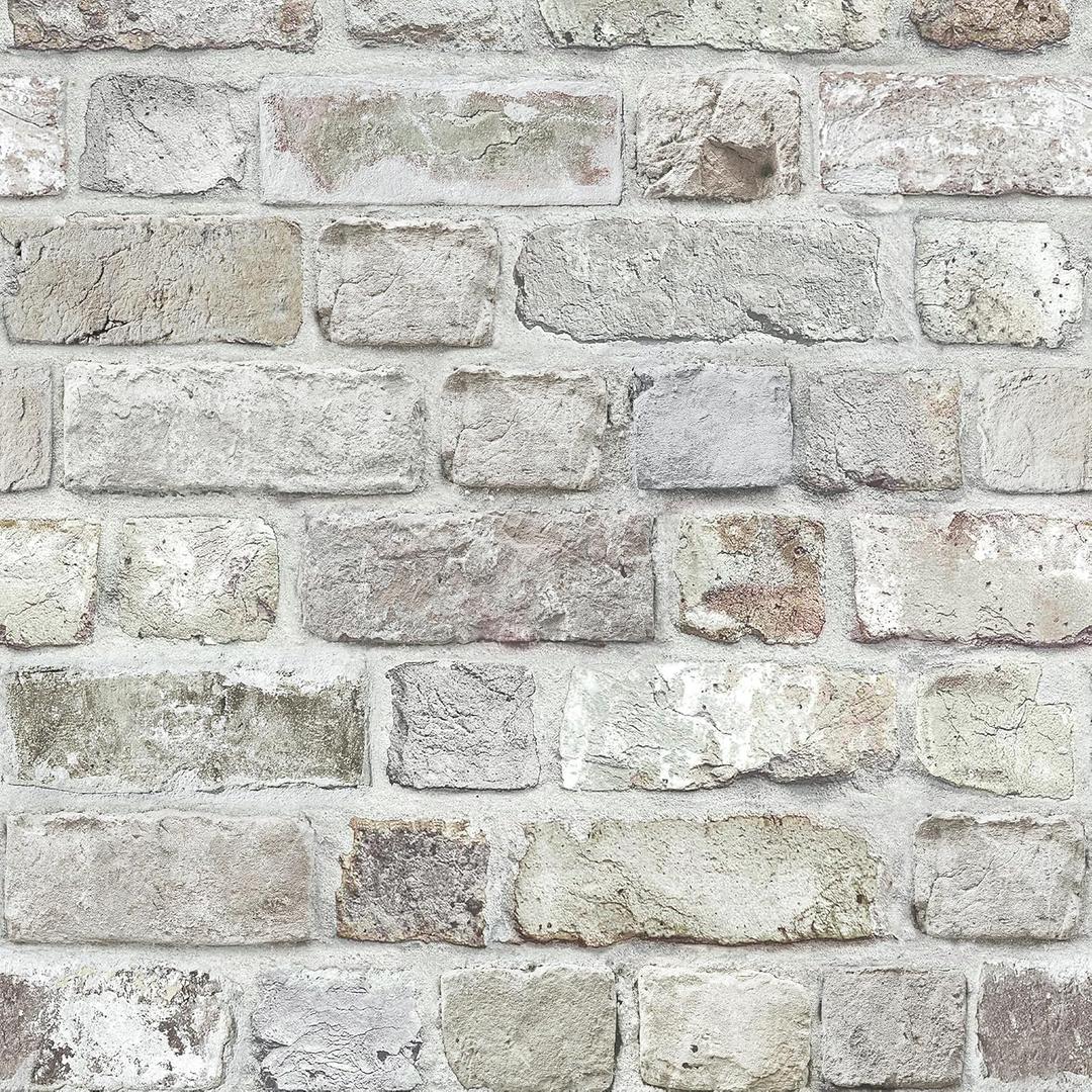 Naphite Gray Brick Wallpaper Peel and Stick 3D Faux Brick Contact Paper for Walls Grey White Self Adhesive Textured Removable Wallpaper Fireplace Kitchen Backspash Waterproof Bathroom 78.7inL 17.3inW