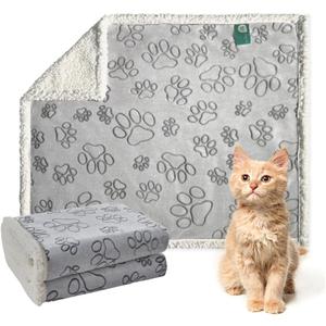 Qeils Soft Dog Blanket Washable, 29 x 25 Cat Blanket for Indoor Cats Large Medium Small Dog Puppy Essentials (Grey)