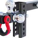 Ayleid Trailer Hitch Tri-Ball Mount with Hook&Pin&Rotatable Tow Shackle,Fits 2-in Receiver with 1-7/8-in,2-in,2-5/16-in Hitch Ball , Adjustable with Shackle (C-Adjustable With Shackle)