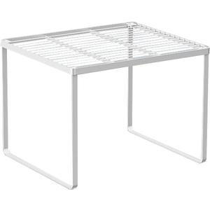 Kitchen Cabinet Storage Shelf Stackable Wire Spice Rack Organizer Heavy Duty Space Saver for Bathroom Bedroom Closet Laundry Room Office Countertop - White, Pack 1