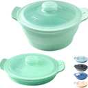 42oz Silicone Microwave Steamer For Cooking, Collapsible Food Steamer For Vegetable, Seafood, Soup, Leftovers, Rice Cooker, BPA Free Small Steam Pot with Handle & Lid, Dishwasher Safe (Green), 1 Pack