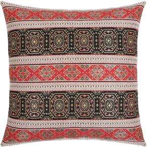 Large Farmhouse Throw Pillow Covers Red and Black - 22 x 22 Inches Decorative Kilim Pillows, Boho Room Decor for Couch, Bohemian Square Case for Patio, Shams for Diwan, for Window Seat