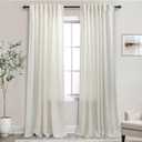 Mrs.Naturall Cream Back Tab Linen Blend Sheer Curtains for Living Room 52 by 92
