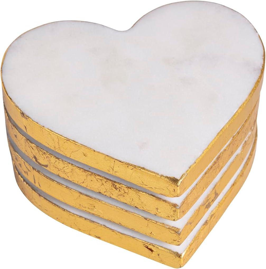 Mud Pie Valentine's Day White Heart Coaster Set