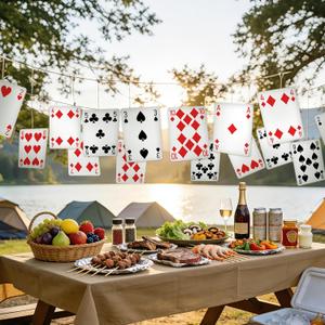 54 Pcs Wonderland Tea Party Decoration 11 x 8 in Cards Hanging Banner Wonderland Garlands Banner Background for Baby Shower Birthday Supplies Fairytale Garden Tea Party Decorations (Poker Cards)