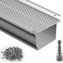 Gutter Guard, 5" Width, Aluminum Leaf Filter DIY Gutter Cover, 3 PCS 11.5ft Total Length, 0.157'' Hole Diameter & 0.02'' Thick Fits Any Roof or Gutter Type
