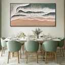 Large Abstract Green Framed Canvas Wall Art,Framed Neutral Landscape Wall Decor,Wave Water Artwork,Textured Art Paintings Pictures for Gallery,Hotel 29"x58"
