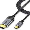 QGeeM USB C to HDMI Cable Adapter 6FT 4K, USB Type C to HDMI Thunderbolt 3/4 Compatible for iPhone 16, Galaxy, MacBook Pro/air, IPad pro, Surface,Dell XPS, HP, Thinkpad, Pixelbook, and More (Gray)