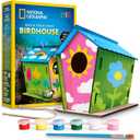 National Geographic Build Your Own Birdhouse Kit  DIY Wooden Birdhouse Craft with Paints, Brush, Bird-Watching Journal & Educational Poster for Kids, Bird House Craft