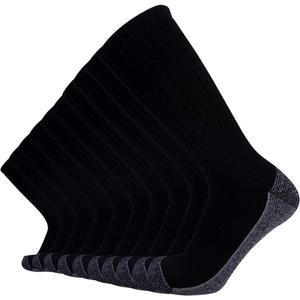 EnerWear 10P Pack Unisex Cotton Moisture Wicking Cushion Crew Socks  10-Size: 10-13