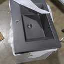 WOODBRIDGE 30 in. W x 19 in. D Wall Mounted Floating Bathroom Vanity in Gray with Quartz Sand Composite Vanity Top in Matte Black