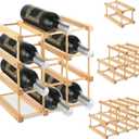 Wooden Wine Rack, Stackable Wooden Wine Rack, 12-Bottle Stackable Wine Storage Racks, DIY Assembly Modular Wine Bottle Holder for Inside Cabinet/Countertop/Kitchen/Bar/Pantry/Wine Cellar/Basement