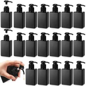 Domensi 24 Pcs 100ml /3.4 oz Pump Bottle Mini Travel Bottles Small Dispenser Containers Plastic Pump Lotion Dispenser Empty Square Travel Size Containers Toiletries (Whole Black)