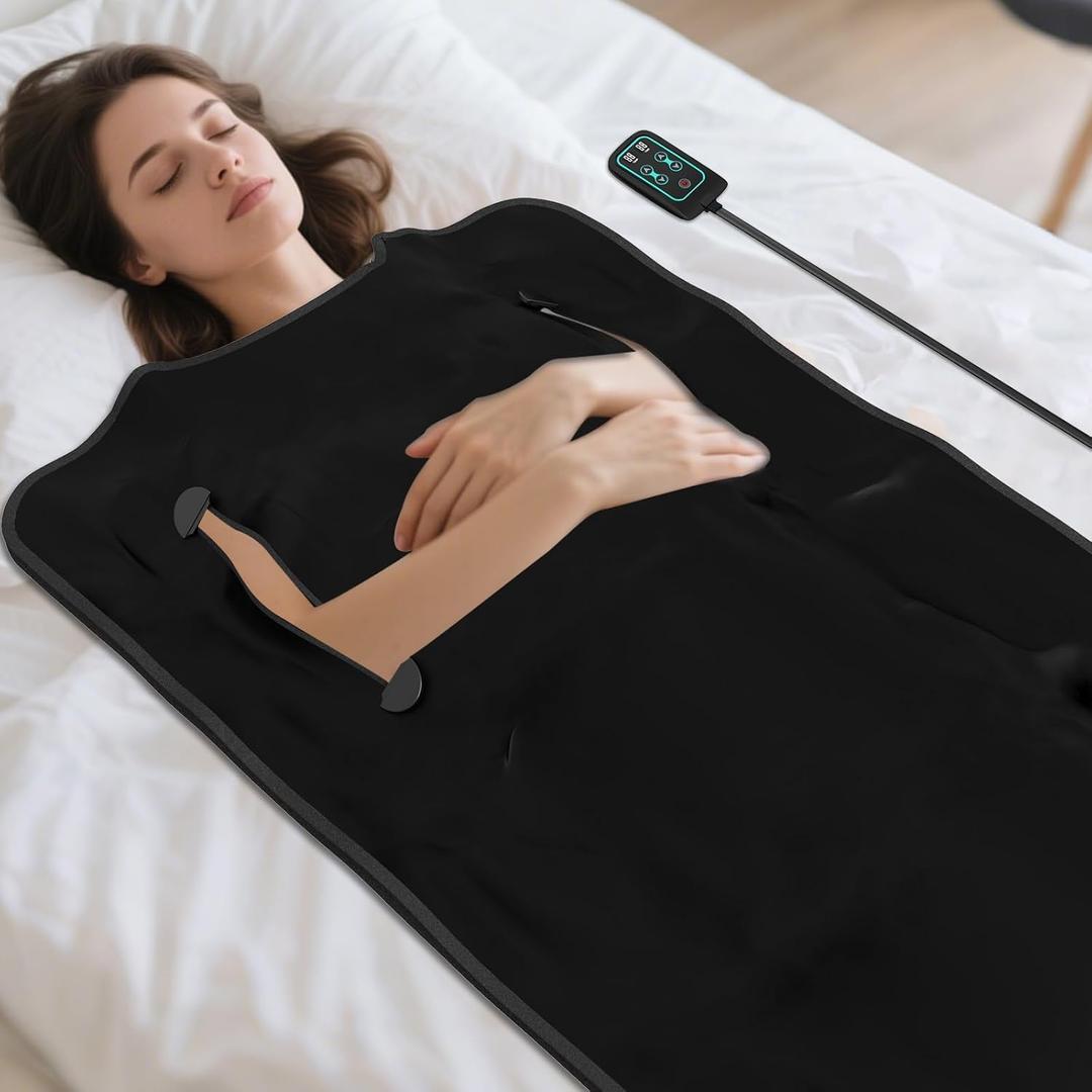 Buyplus Infrared Sauna Blanket, Portable Infrared Blanket for Relaxation, Sauna for Home Use with 95-167F Temp Range & 30-60 Minutes Timer, 6'Lx2.6'W