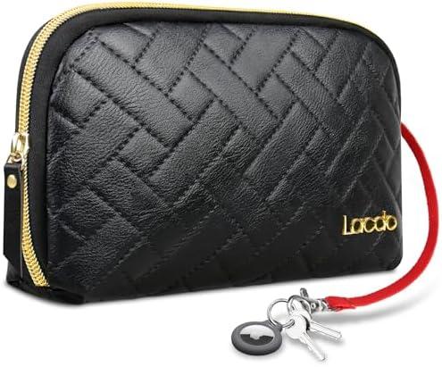 Lacdo Makeup Bag Small Cosmetic Bag Pouch For Women Elegant Leather Waterproof Travel Make Up Bags Toiletry Bag Lipstick Cosmetic Accessories Organizer for Purse Great Gift For Women Girls, Black 2 Pcs