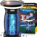 Solar Bug Zapper Outdoor Waterproof, Portable Pest Control Electric Mosquito Zapper Killer with Panel Sensor, Rechargeable Insect Trap Fly Zapper for Home, Patio, Backyard, Camping