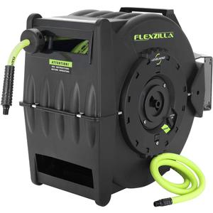 Flexzilla Pro Levelwind Retractable Air Hose Reel, 3/8 in. x 50 ft., Heavy Duty, Lightweight, Hybrid, ZillaGreen - L8305FZ