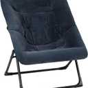 Comfy Saucer Chair for Adults, Soft Faux Fur Bedroom Chair, Accent Dorm Chairs, Flexible Living Room Reading Chairs, Oversized Folding Seat for Teens, X-Large, Navy Blue