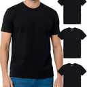 Men's Plain Tee 3-Pack Multipack - Black Fitted Soft Crew Neck Tees, No-Logo, Large, 3-pack Black/Black/Black
