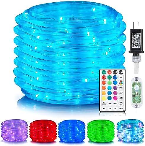 ANJAYLIA 66ft 200 LED Rope Lights Outdoor, Waterproof 16 Colors Changing String Lights Plug in with Remote Control Indoor Twinkle Fairy Lights for Bedroom Garden Party Halloween Christmas Decorations