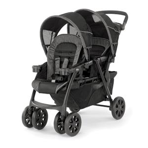  Cortina Together Double Stroller for Infants & Toddlers Accepts 2 Chicco Infant Car Seats, Height-Adjustable Handle, Standing Fold, 4-Wheel Suspension, Linked Rear Brakes, Black