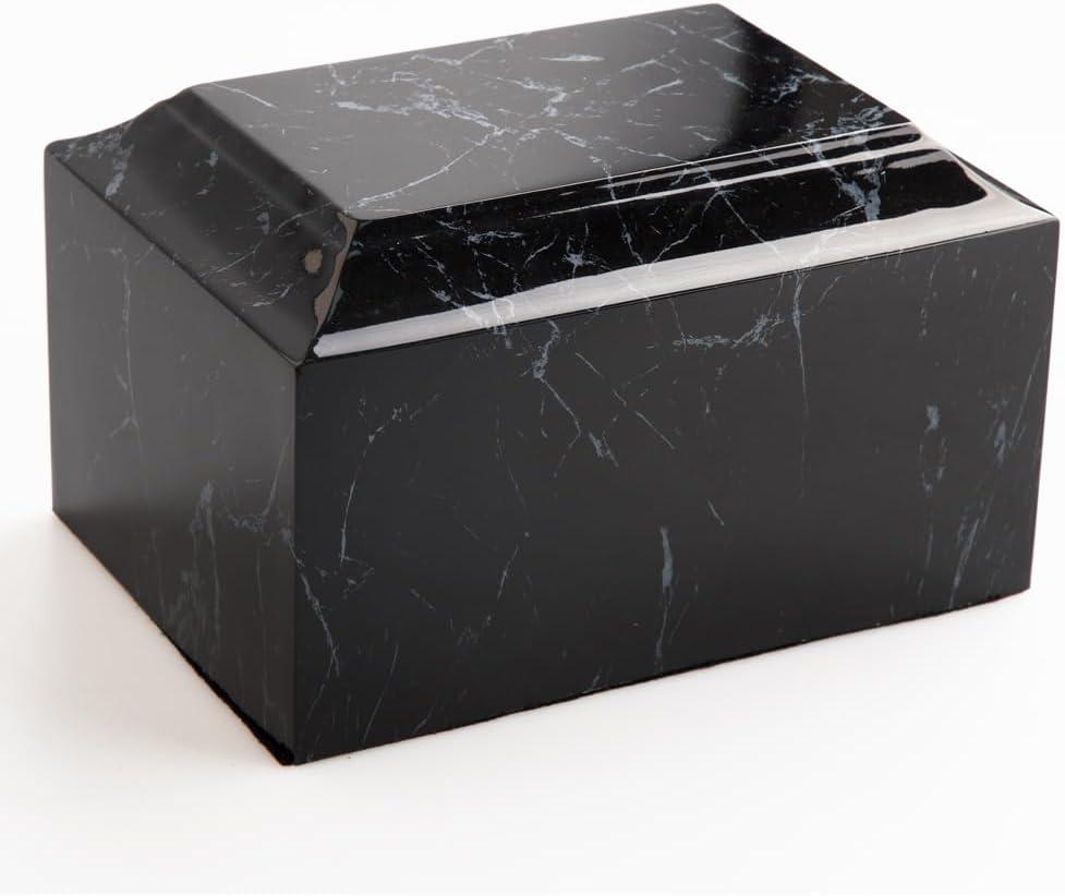 MAKEY'S Classic Cultured Marble Cremation Urn for Human Ashes Adult Male/Female, Professional Decorative Cremation Urn for Ashes-Black