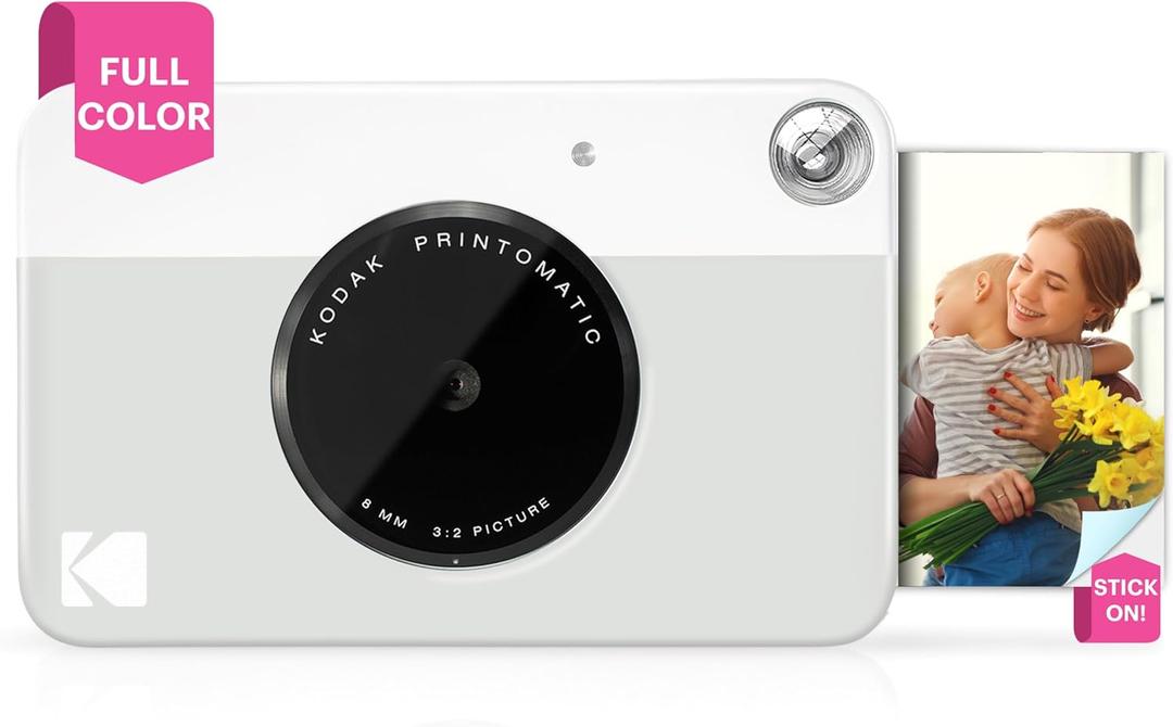 KODAK Printomatic Full-Color Instant Print Digital Camera, Zink 2x3" (5.1x7.5 cm) Sticky-Back Photo Paper, 5MP, Portable, Creative Fun Gift for Birthday, Christmas, Holiday, Grey