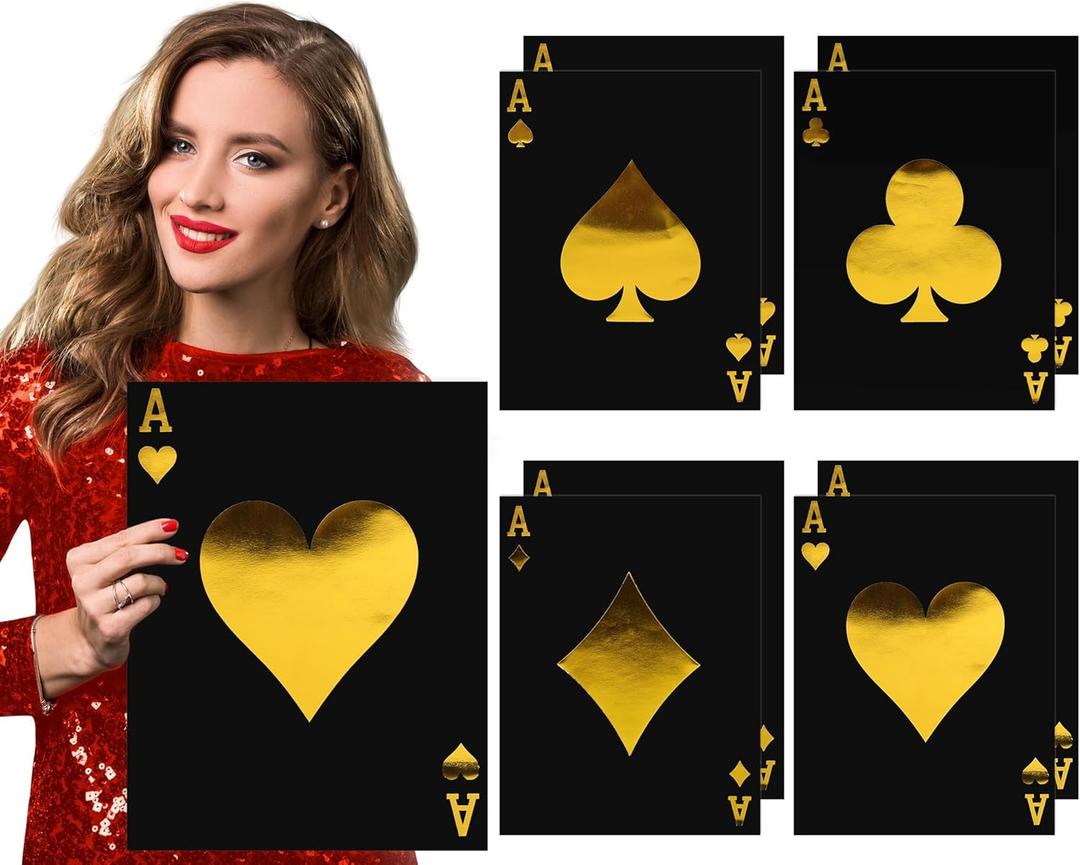 MotiMind 8 Pcs Jumbo Playing Cards Large Giant Print Playing Cards 15.8 x 12.6 Inches Thick Poker Card for Casino Theme Party Decorations Casino Card Birthday Game Night Party Decor