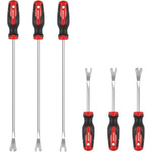 TOOLEAGUE 6Pcs Heavy Duty Trim Removal Tool,Upholstery Trim Panel Removal Tool Set,Fastener Remover Kit for Car Vehicle (3Pcs Short,3Pcs Long)