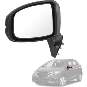 JDMSPEED Left Driver Side View Door Mirror Compatible with 2015-2020 Honda Fit Non-Heated Manual Folding Black Replace# HO1320332 76258-T5R-A01 76208-T5R-305(6 pin)
