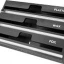 SpaceAid WrapNeat 3 in 1 Wrap Organizer with Cutter and Labels, Plastic Wrap, Aluminum Foil and Wax Bamboo Dispenser for Kitchen Storage Organization Holder for 12" Roll (Black) (3-Slot, 3"Tall)