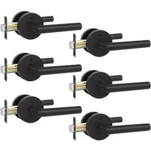 Goldenwarm Black Door Handles Interior, Privacy Matte Black Interior Door Handles, Heavy Duty Zinc Alloy Black Door Lever for Bedroom and Bathroom (6 Pack)