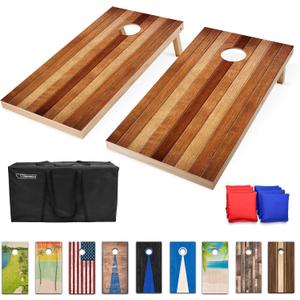 GoSports 4 x 2 ft Regulation Size Wood Cornhole Boards - 10 Vintage Wood Designs (Choose Your Style)