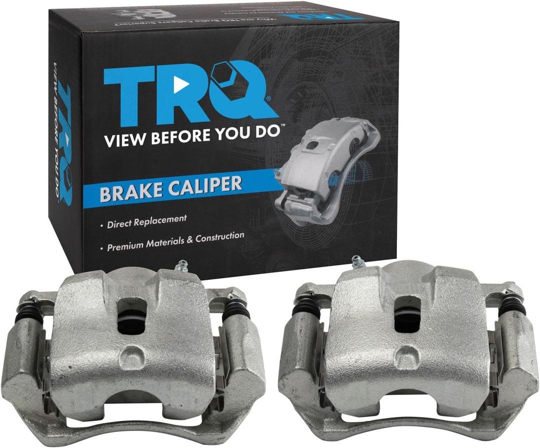 TRQ Front Driver and Passenger Side Brake Caliper Set Caliper Brackets Hardware Compatible with 03-08 Honda Pilot (CLA37510, Replacement)