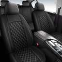 HChengkikz Car Seat Covers Full Set, Breathable and Waterproof Napa Leather Car Seat Cover, Interior Universal Fit for Cars, Sedans, SUVs, Vans, Trucks (Full Seat, Black)