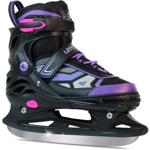 Adjustable ice Skates for Kids Boys Girls, 4 Size Triple Protection Beginner Figure Blades with Ankle Support for Outdoor and Rink (Medium(US 2Y-5Y)Big Kid, Purple)