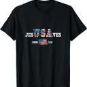 Jesus Saves USA American Flag Patriotic Christian Women Kids Men T-Shirt, S